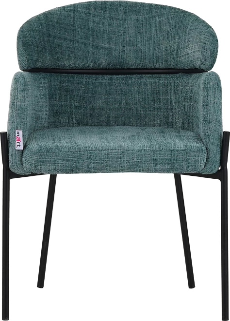 Karrige Tolerse Inart, pëlhurë jeshile, këmbë metali të zeza, 58x57x80cm