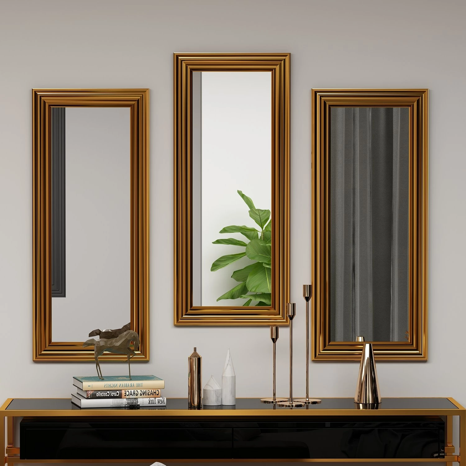 Set pasqyrash (3 copë), Skye Decor, bronzi, Lavia