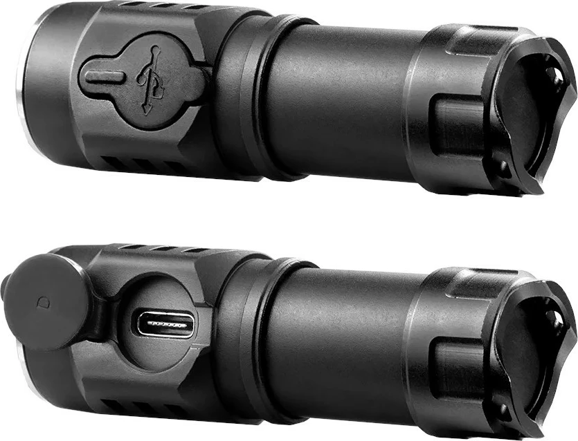 Dritë dore LED everActive FL-50RW 500 lumens, Luminus SST20, ngjyrë drite e ngrohtë, rikarikim USB-C, bateri 16340, IP66, me kabllo USB-C, e zezë