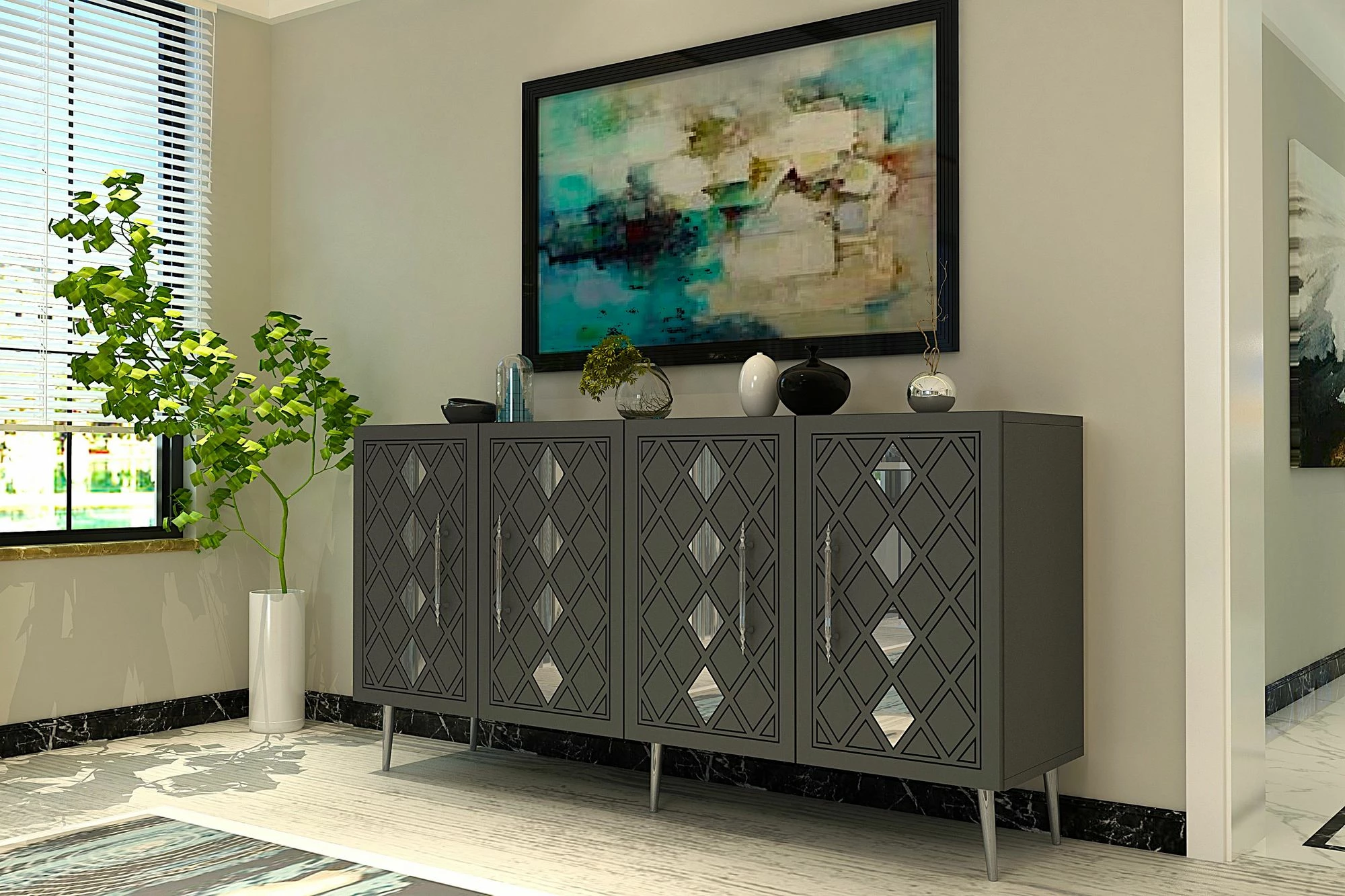 Konsol Skye Decor, Dome KB150, antracit, argjend
