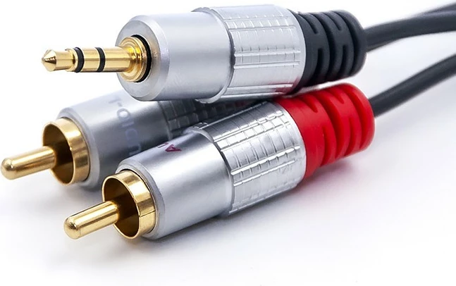 Kabllo audio Qoltec 2xRCA në mini jack 3.5mm, 3m, e zezë