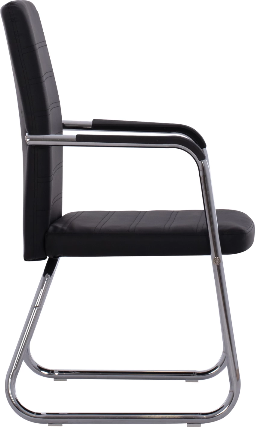 Karrige për konferenca FH1021.01 me krahë dhe PU të zezë 54x60x94 cm, set prej 4 copë