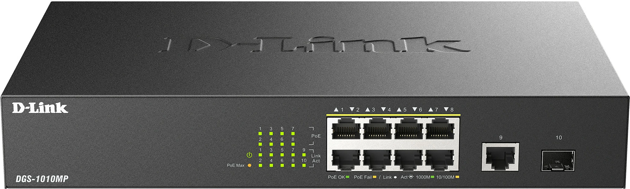 Switch D-Link DGS-1010MP/E, 10 porta Gigabit, 8x PoE+ 30W, 1x SFP, i zi