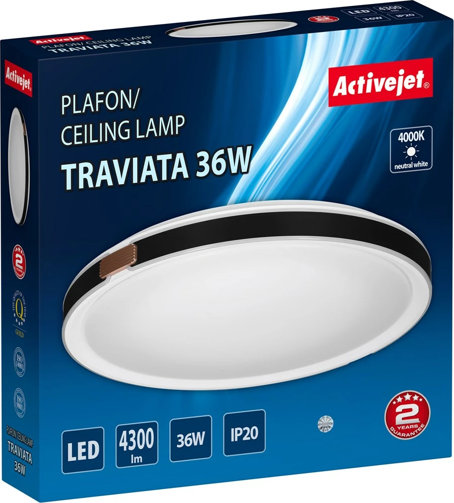 Dritë tavani LED Activejet AJE-TRAVIATA 36W, e zezë