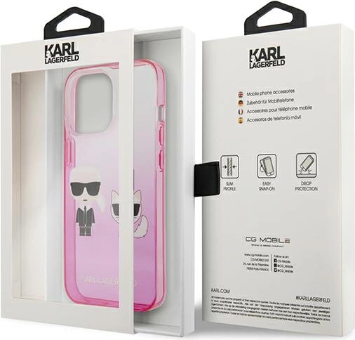 Mbështjellës Karl Lagerfeld KLHCP13LTGKCP për iPhone 13/13 Pro 6.1", Ikonik Karl & Choupette, Rozë