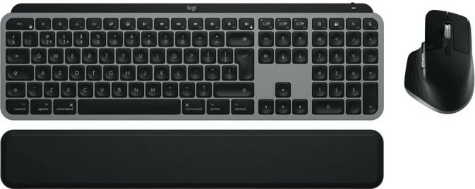 Set tastierë dhe Maus wireless Logitech MX Keys S Combo for Mac 920-012840, Bluetooth, layout DE, me mbështetëse dore, Space Gray