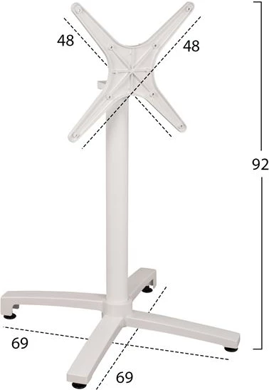 Bazë tavoline alumini e palosshme, ngjyrë e bardhë matte, 69x69x73-92cm me kryq FH459.02