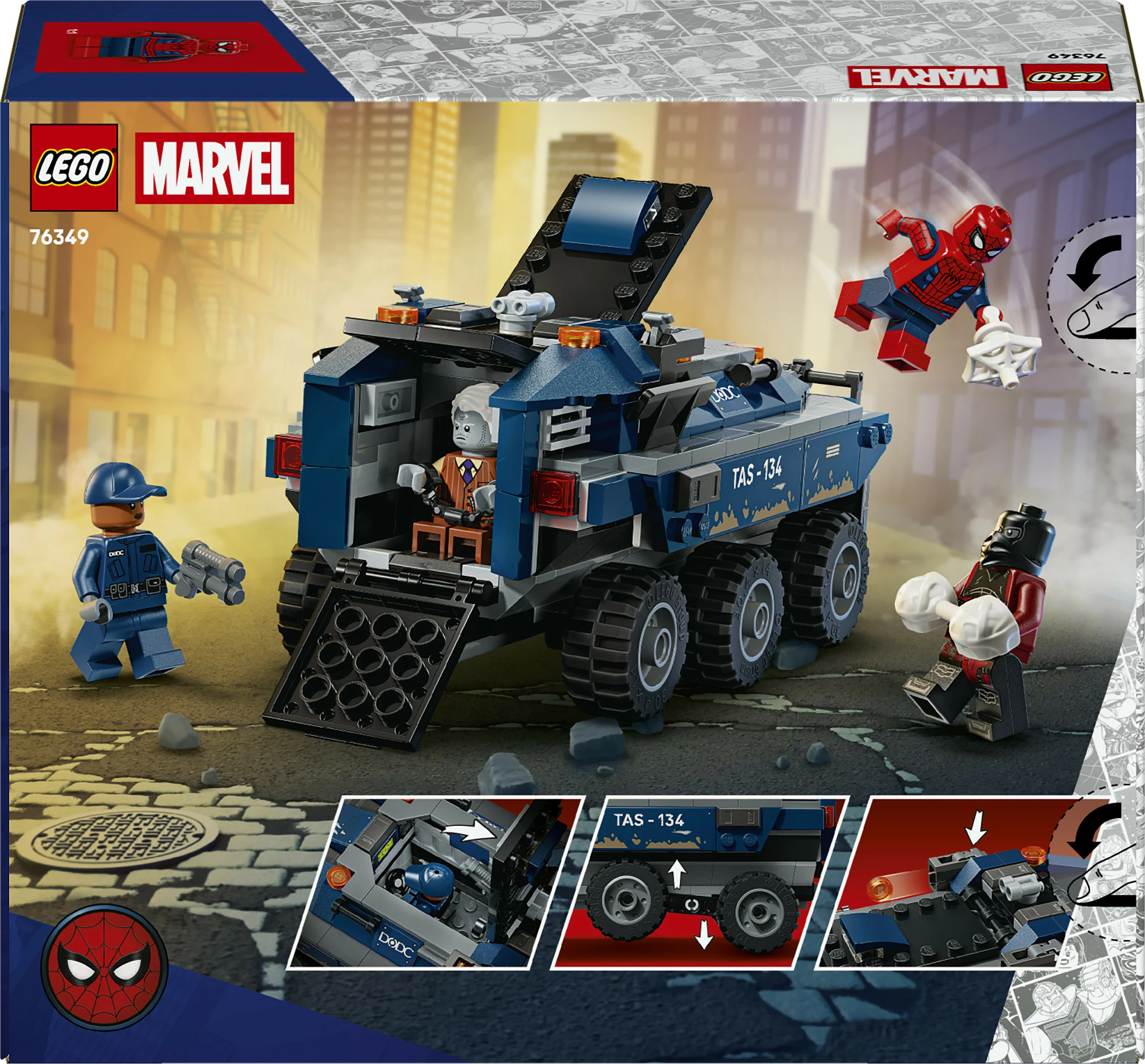 Set ndërtimi LEGO Marvel 76349 Spider-Man Prisoner Transport Chase, 367 pjesë, multikolor