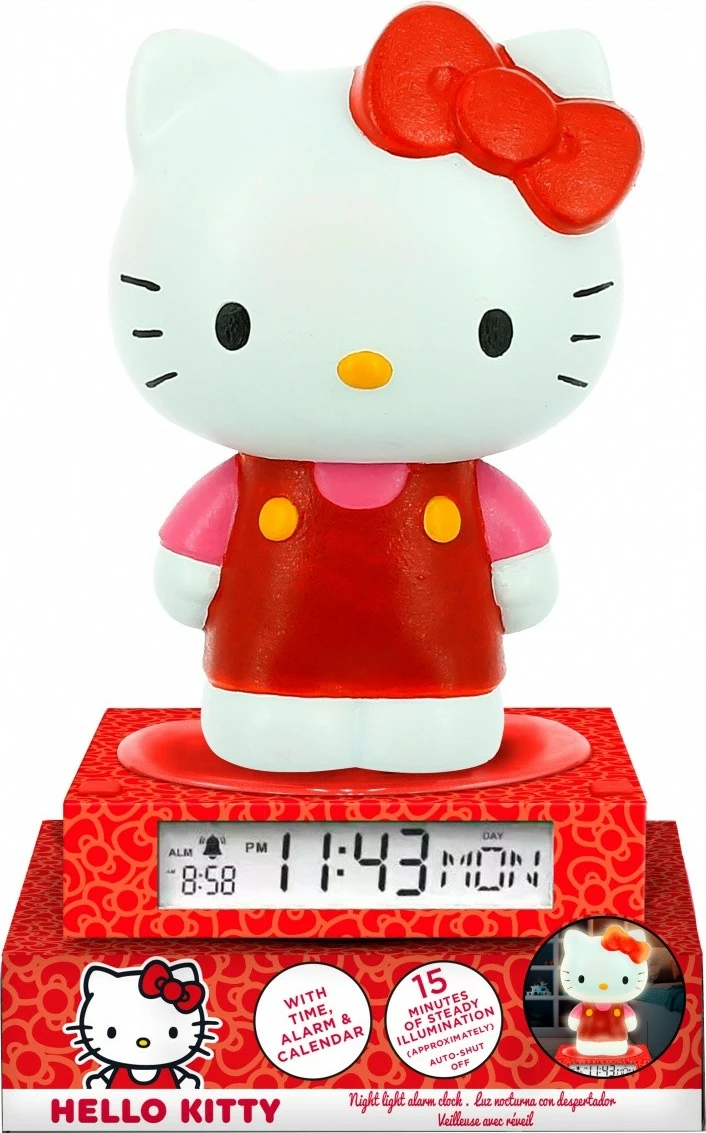 Llambë 3D Hello Kitty me orë alarmi Kids Euroswan, plastike, e kuqe/bardhë