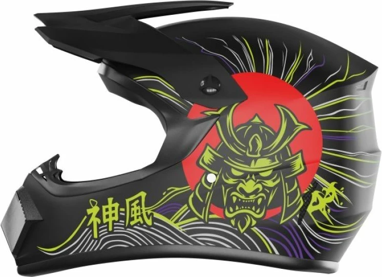 Helmetë full-face KAMIKAZE Tokyo Drift AKC208, e zezë, L