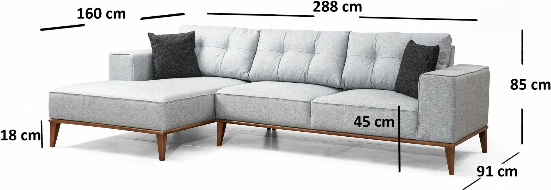 Kënd divan-krevat Atelier del Sofa, Montana kënd majtas (Chl+3R), ngjyrë gri e çelët