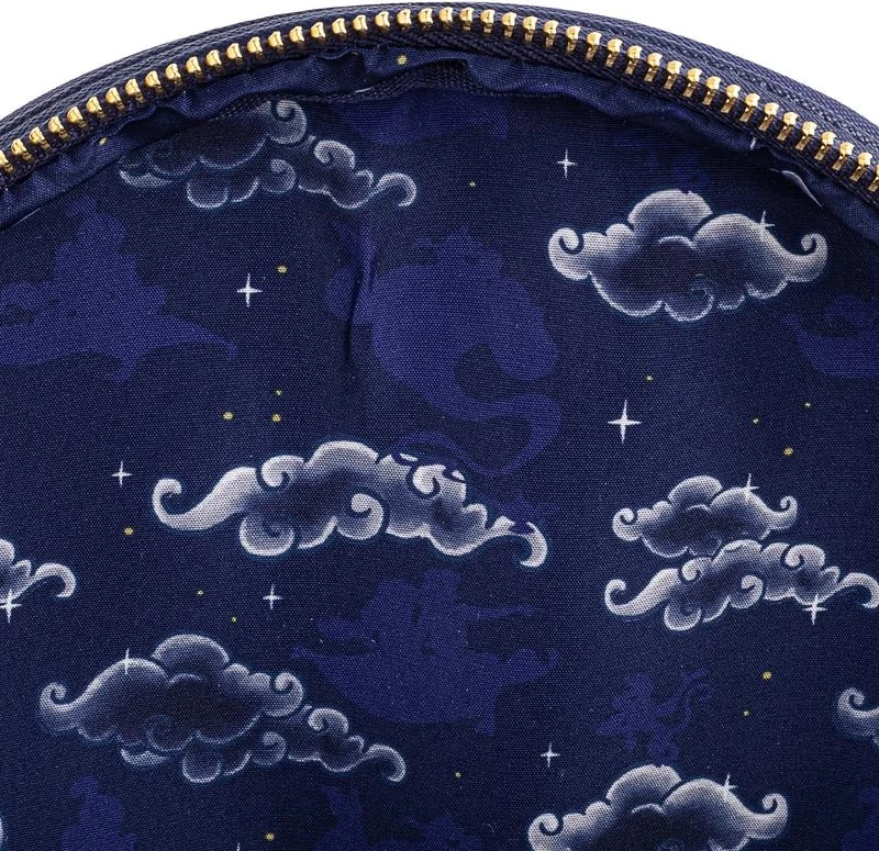 Çantë shpine mini Loungefly Disney Jasmine Castle, lëkurë vegane PU, 22.8 x 26.6 x 11.4 cm, blu e errët