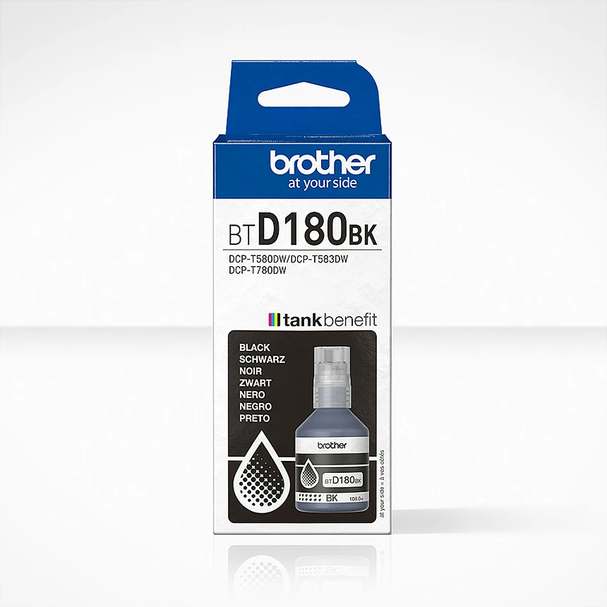 Shishe bojë për printer Brother BTD180BK, origjinale, 7500 faqe, për DCP-T580DW/T583DW/T780DW, e zezë