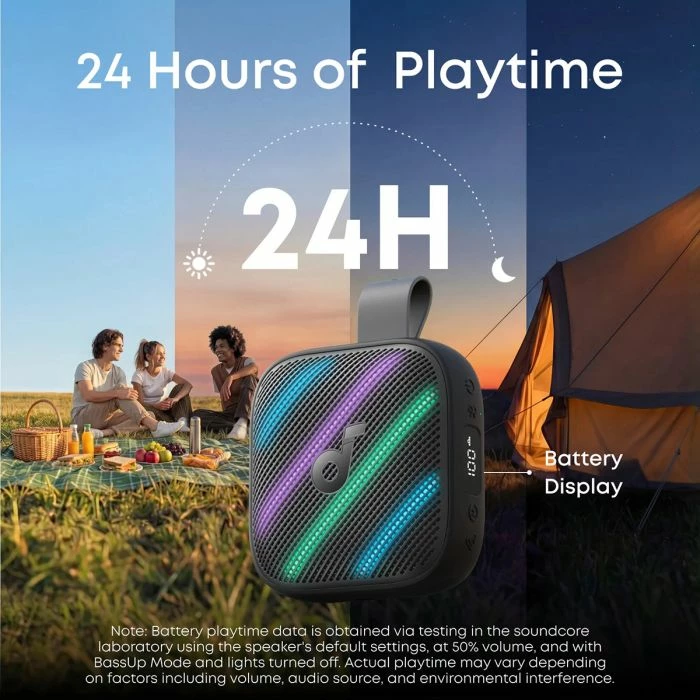 Altoparlant portativ Bluetooth Anker Soundcore Boom Go 3i 15W, IP68, 24h, 4800mAh, me drita, i zi