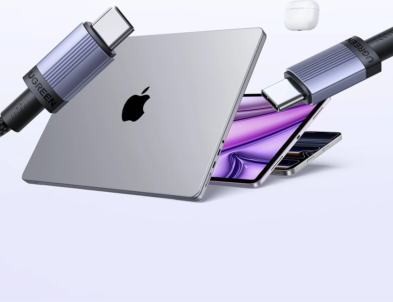 Kabëll USB-C në USB-C Ugreen PD 100W 5A 1m, e zezë