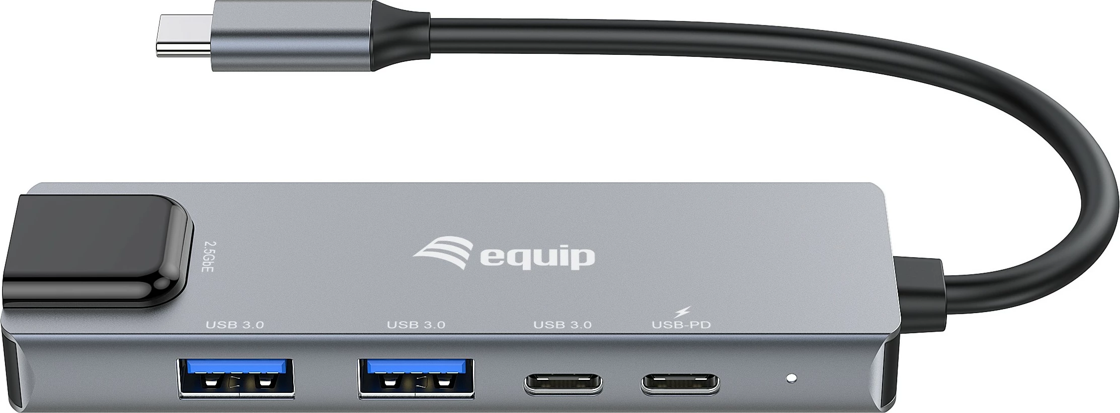 Adapter multifunksional Equip 5 në 1, USB-C, 2.5GbE, 100W, Gri