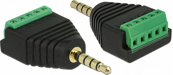 Adapter jack 3.5 mm DeLOCK 65947 në terminal block, Plug and Play, zi/gjelbër