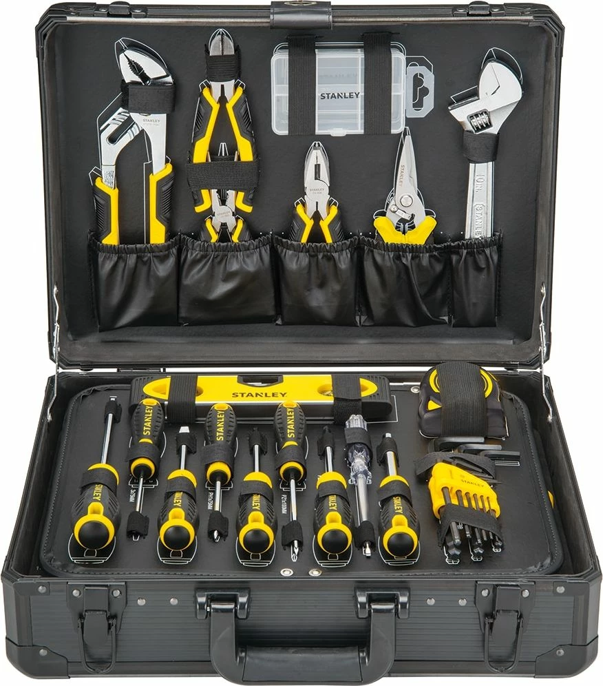 Set veglash Stanley STMT98109-1 142 copë, në valixhe alumini, zi/verdhë