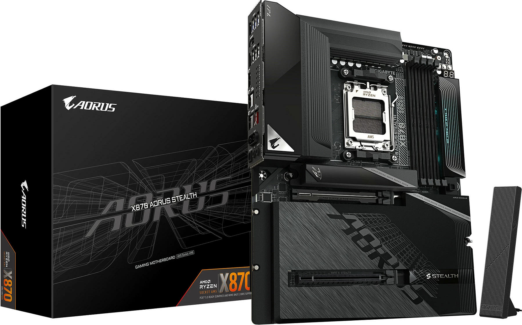 Pllakë amë Gigabyte X870 AORUS STEALTH, Socket AM5, DDR5, Wi‑Fi 7, 5GbE, USB4, e zezë