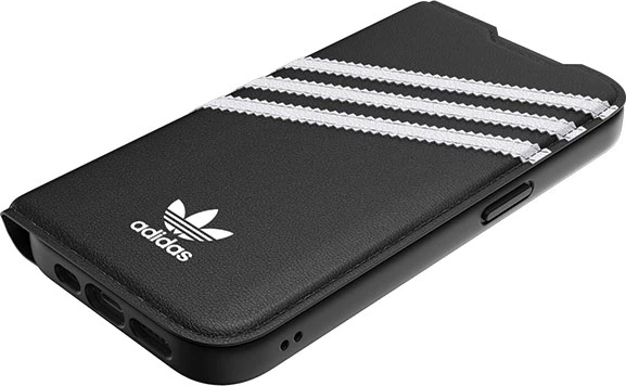 Mbështjellës Adidas OR Booklet Case PU për iPhone 14 Pro, e zezë/e bardhë