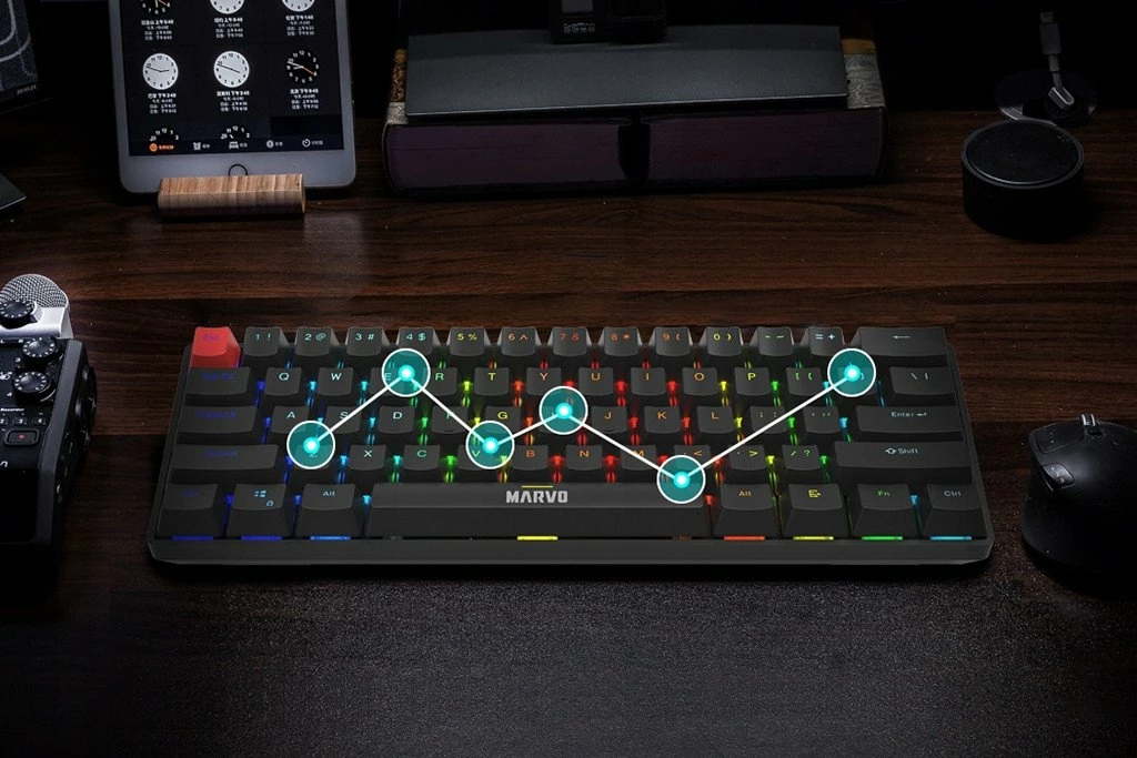 Tastierë mekanike Marvo Saber 61 KG933G EN, 60%, RGB, ZDZ Red, US layout, e zezë