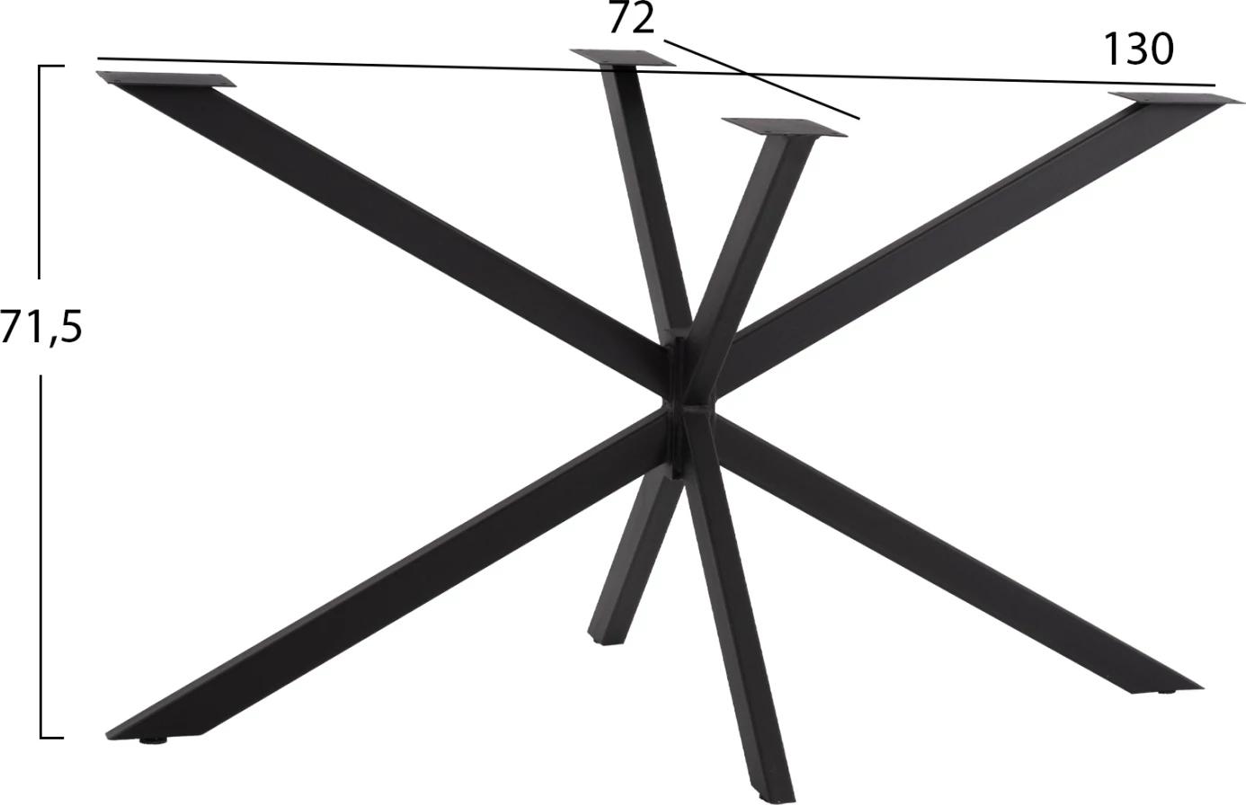 Bazë për tavolinë FH5917, metal i zi, dy kryqëzim, 130x72x71,5H cm