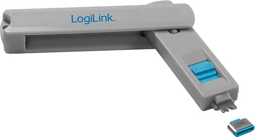 Bllokues porte USB-C LogiLink, 1 çelës + 4 bllokues, gri/kaltër