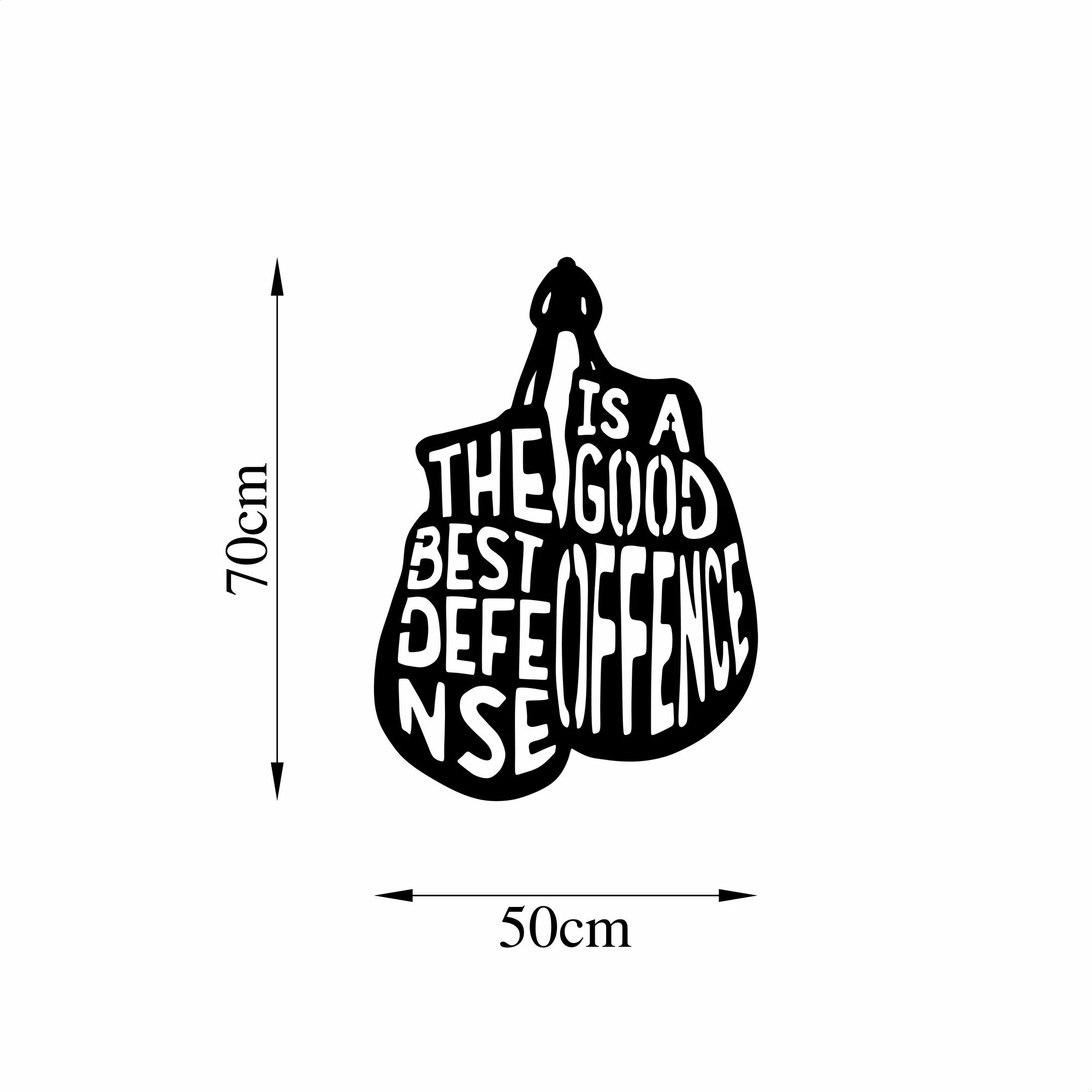 Aksesor dekorativ metalik për mur, Wallity, The Best Defense Is A Good Offence, 50x70cm, i zi