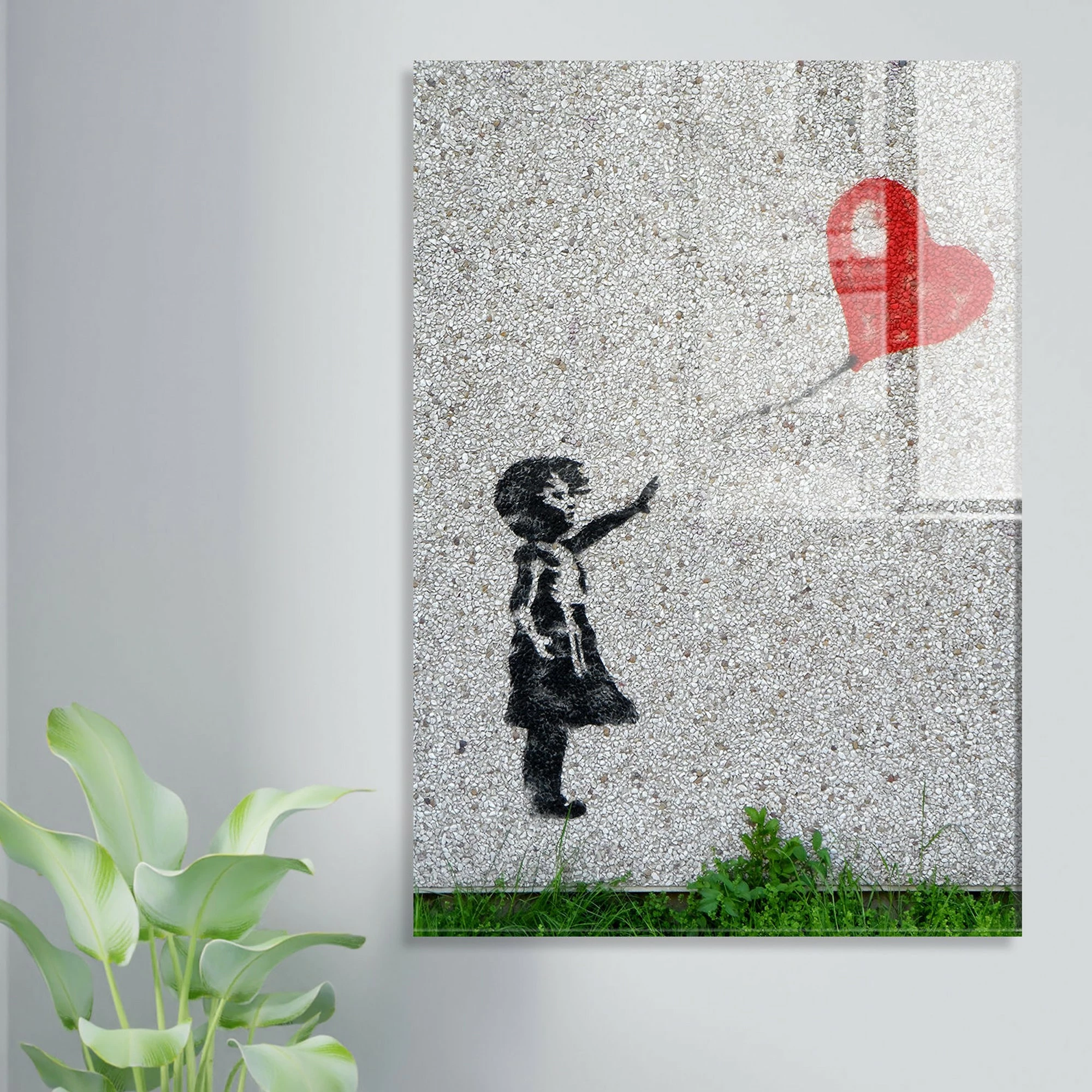 Pikturë dekorative prej xhami të temperuar, Banksy, shumëngjyrëshe, 30x45cm, UV-017