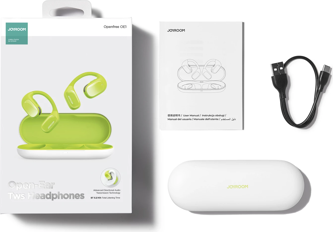 Kufje wireless Joyroom Openfree JR-OE1, on-ear, Bluetooth 5.3, 100 mAh, USB-C, Gjelbër