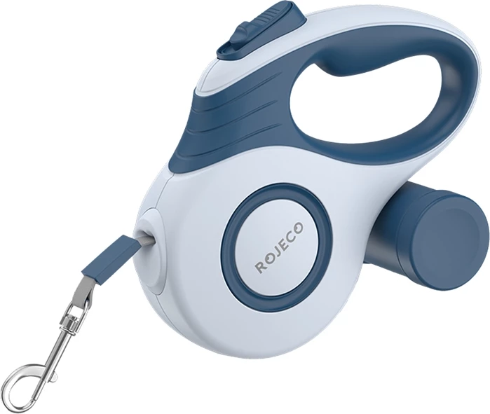 Litar automatik i tërheqshëm për qen, Rojeco A12, 5 m, deri 35 kg, blu