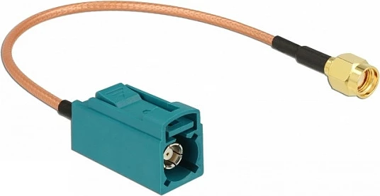 Kabllo antene DeLOCK 89664, FAKRA Z (M) në RP-SMA (F), 0.2 m, RG-316, 50 Ω, kafe/jeshile
