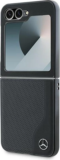 Mbështjellës Mercedes Leather Wood Imitation MagSafe për Samsung Galaxy Z Flip 6, Zi