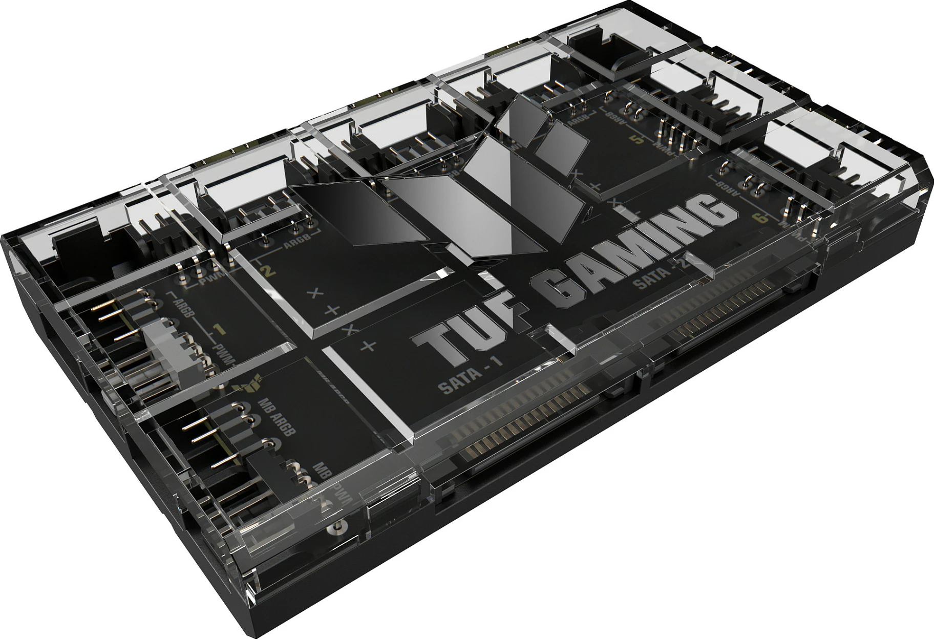 Hub ventilatorësh ASUS TUF Gaming ARGB PWM, SATA, 4-pin, i zi
