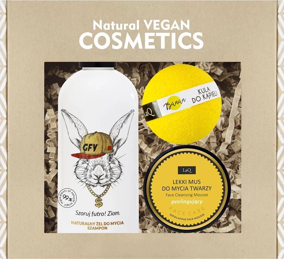 Set për kujdes trupit dhe flokëve LaQ Get Ready Bunny unisex, 300ml + 70g + 120g