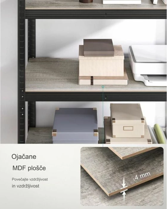 raft magazinimi SONGMICS GLR030B11 30 x 75 x 150 cm, 5 rafte, kapacitet 650 kg, industrial, Natural Brown