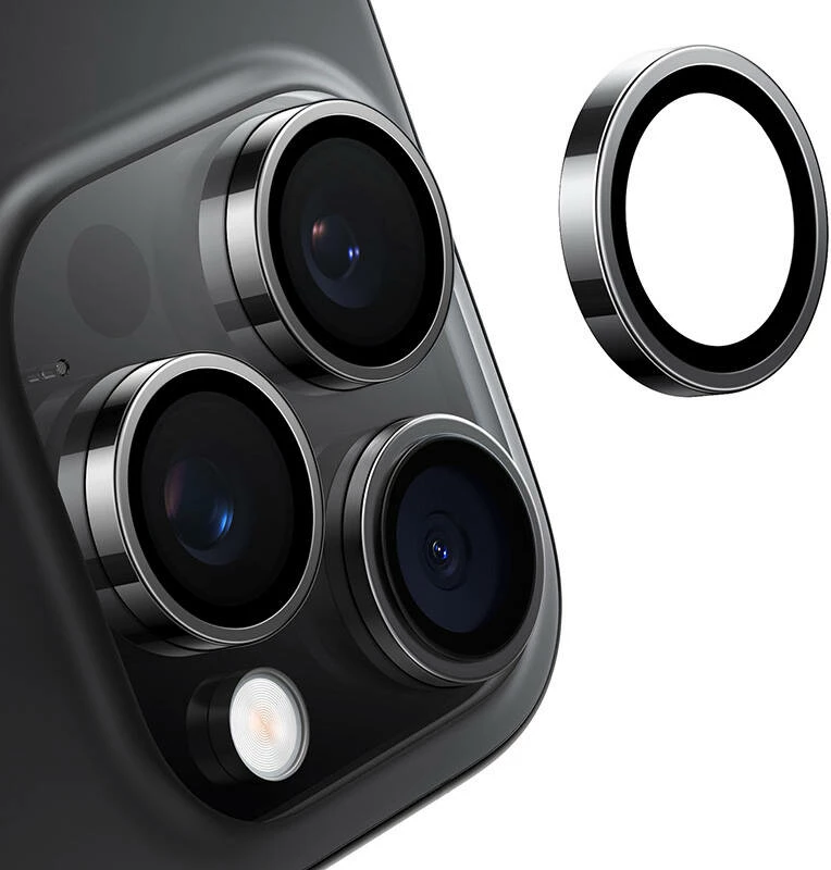 Xham mbrojtës kamerë Torras Lensguard për iPhone 16 Pro Max, 0.25mm, i zi