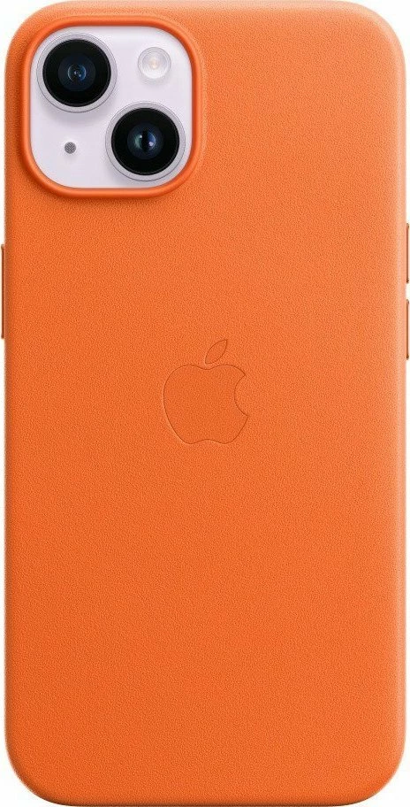 Mbështjellës Apple Leather MagSafe për iPhone 14 6.1", lëkurë natyrale, portokalli