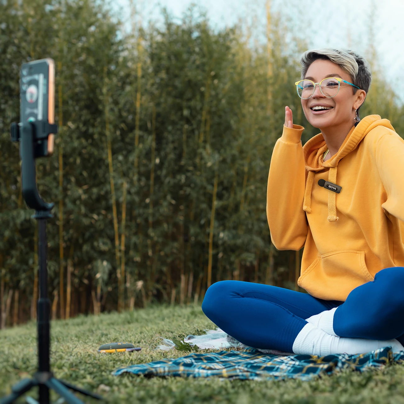 Mikrofon pa tela BOYA BY-V10 V2.0 2.4GHz USB-C, set me transmetues dhe marrës, i zi