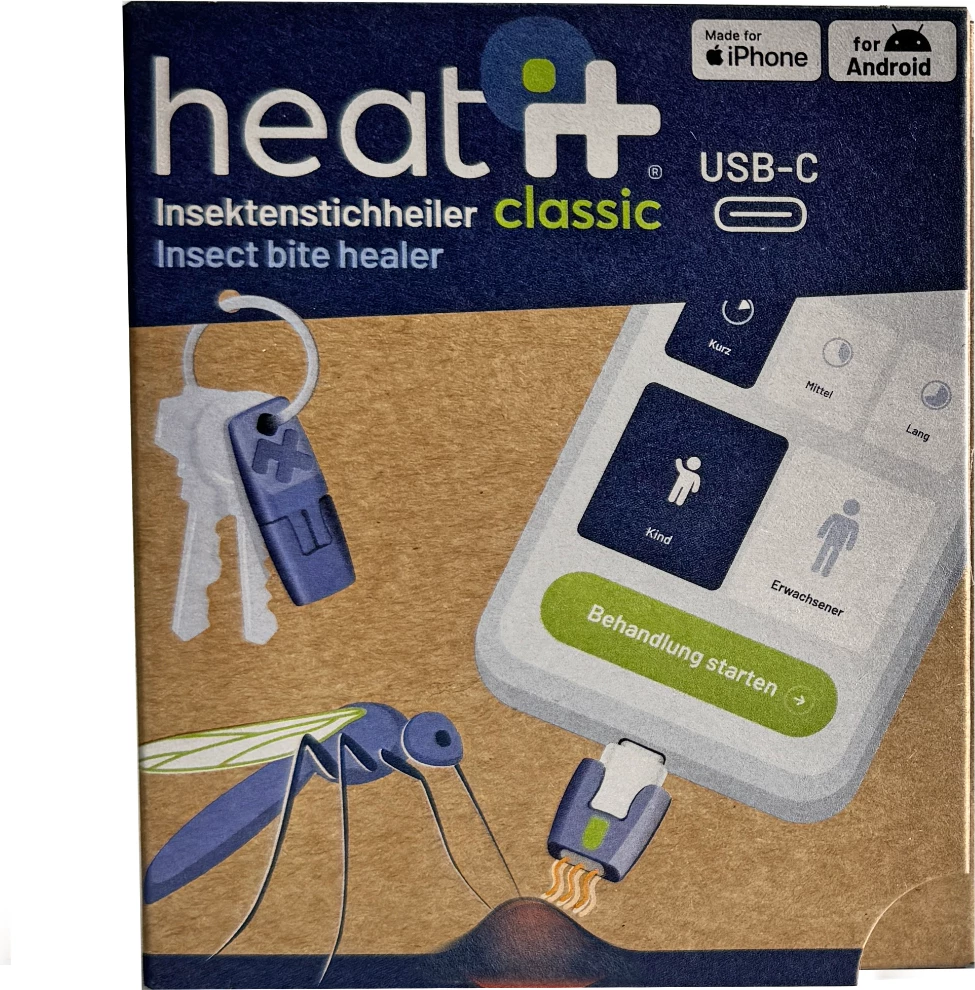 Pajisje kundër pickimeve të insekteve HEAT IT V3 USB-C, e kaltër