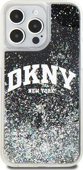 Mbështjellës celular DKNY Liquid Glitter Big Logo për iPhone 13 Pro Max, i zi