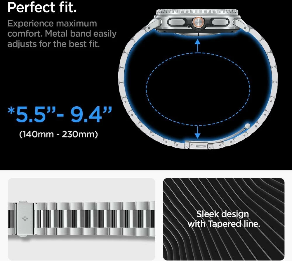Byzylyk Spigen Modern Fit Band çelik inox 316L për Samsung Galaxy Watch 8/Classic 40/44/46mm, argjendtë