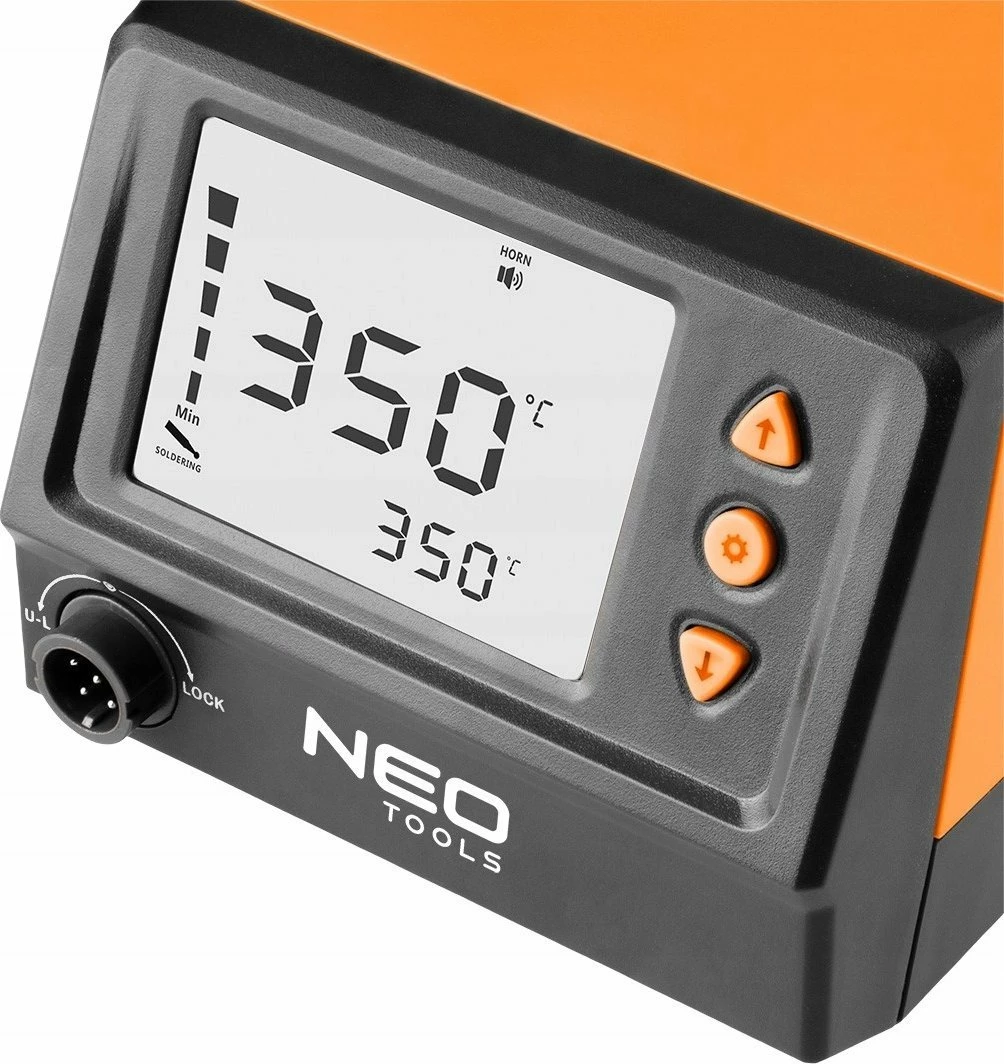 Stacion saldimi Neo Tools SL1 (19-200) 60W 180-480°C, portokalli/zi, set me mbajtëse