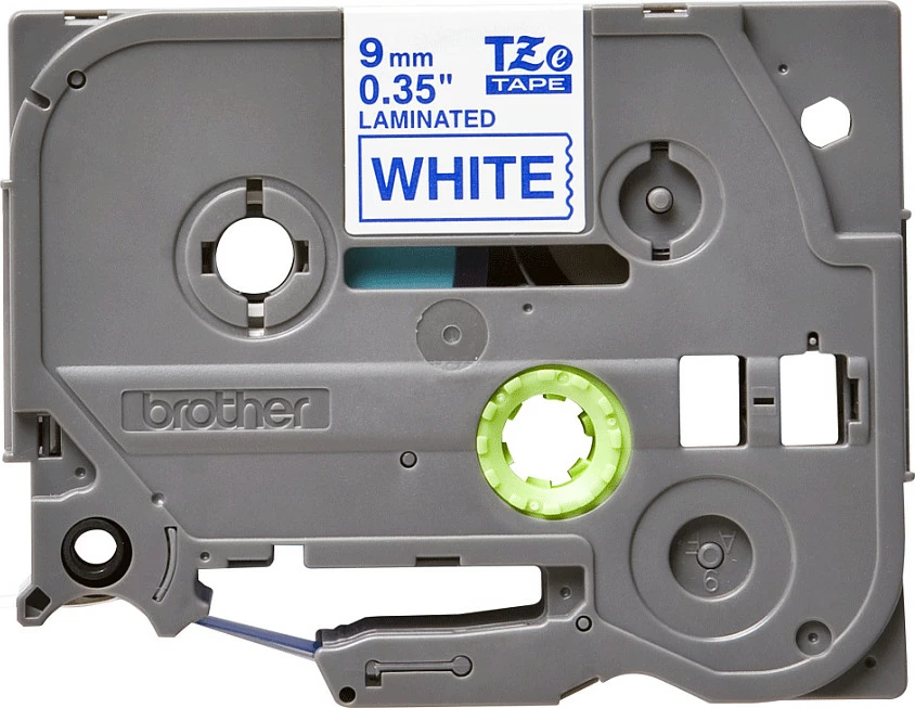 Shirit etikete i laminuar Brother TZe-223, 9mm, blu në të bardhë
