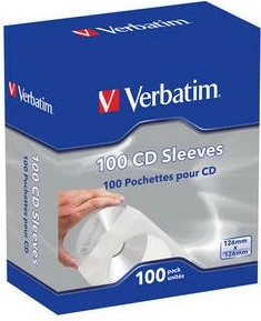 Zarfë për CD Verbatim 49976, 100 copë, me kapak, letër, e bardhë