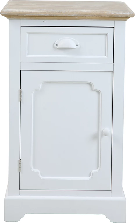 Komodinë Kimolos, 1 derë, 1 sirtar, e bardhë-natyrale, 43x35x71