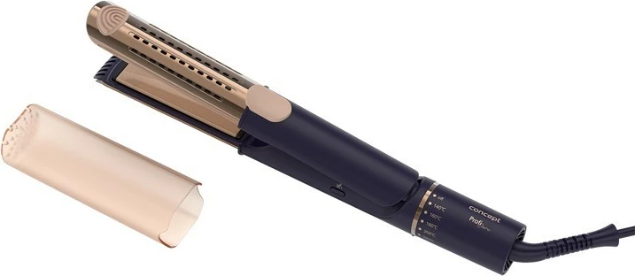 Drejtues flokësh, Concept, VZ8100, CoolAir, 140–220°C, pllaka qeramike, kabllo 2.5 m, blu navy/rozë gold, me kapak rezistent nxehtësisë dhe çantë