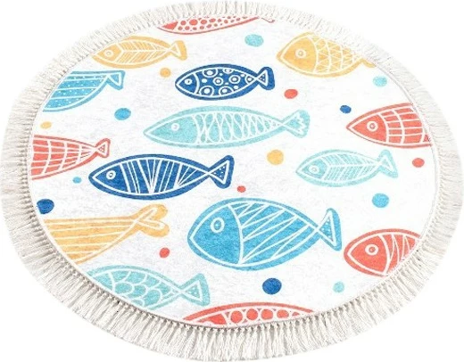 Tapet banje i rrumbullakët, shumëngjyrësh, Mijölnir Fish Djt, 100cm