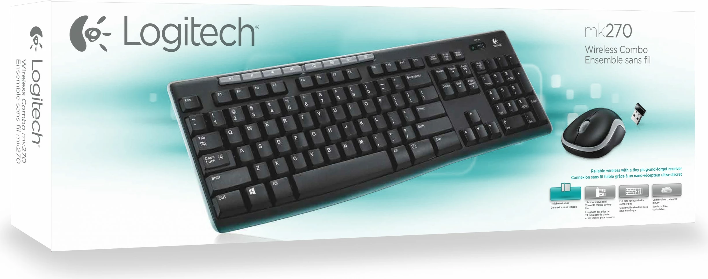 Komplet tastierë dhe maus Logitech MK270, Wireless, USB, QWERTY, Ngjyrë e zezë