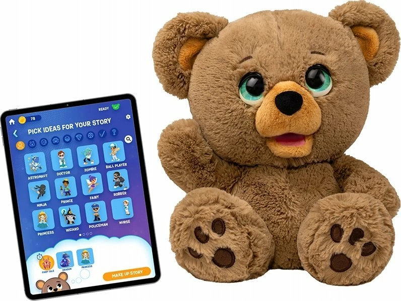 Lodër interaktive arush Cobi Poe AI SR-18723 20 cm me tinguj, kafe